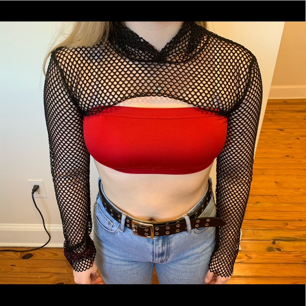 Black net half hoodie, never worn